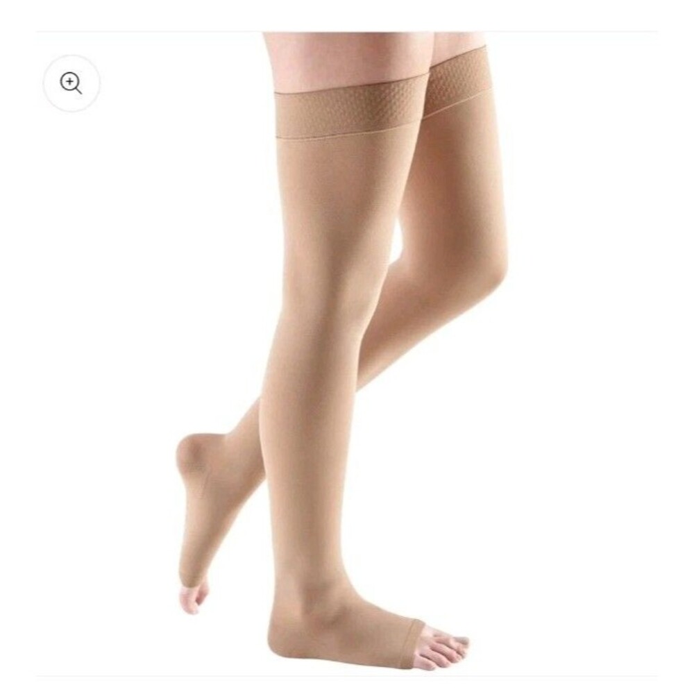 Mediven Comfort Thigh High 20-30 mmHg, Open Toe w/ Beaded Silicone Top BandSz V